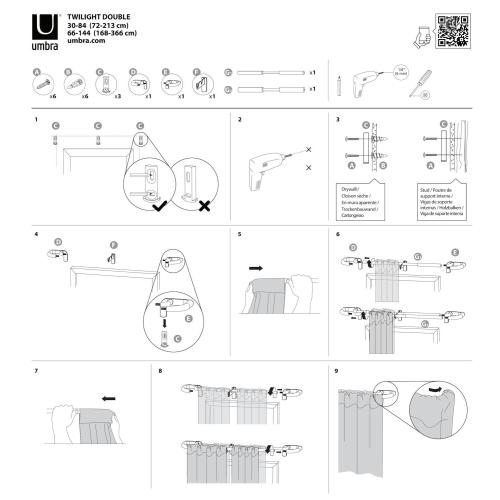 Umbra Twilight 3/4-in. Wrap-Around Double Drapery Curtain Rod