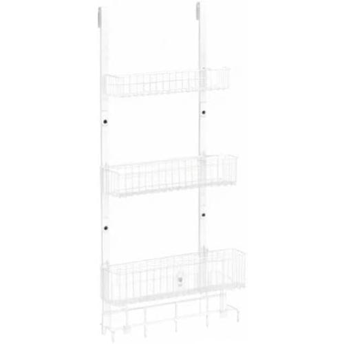 ETELI Over The Door Basket Organizer with 3 Mesh Baskets and 5 Hooks Heavy Duty Pantry Door Organizer Back of Door Storage Rack for Bathroom, Kitchen, Office, White