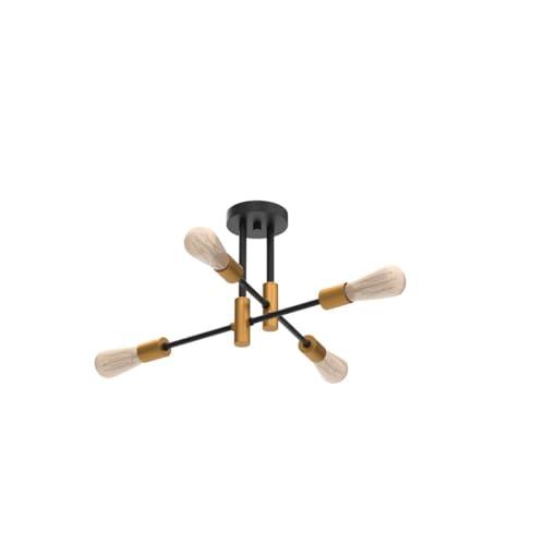 Size H10.83W26.4 Color Black and Gold Modern Sputnik Chandelier Ceiling Light Fixtures,4-Lights Mid Century Industrial Metal Semi Flush Mount Ceiling Lights for Bedroom Kitchen Hallway Entryway Office UL Listed