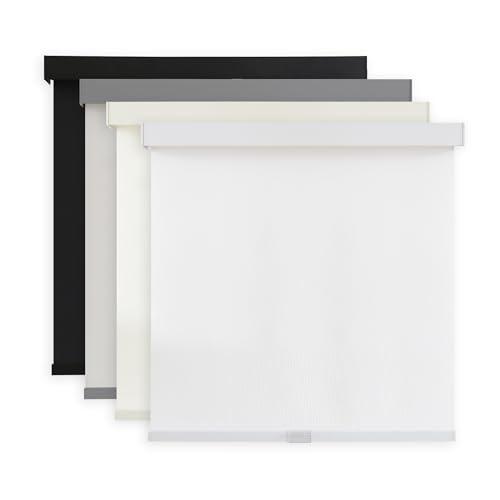 AOSKY Light Filtering Roller Shades Cordless Blinds for Windows, Free-Stop Shades with Valance, 99% Blackout, Thermal Insulated Fabric, UV Protection, Natural Woven Blinds（20 W x 72 H, White）