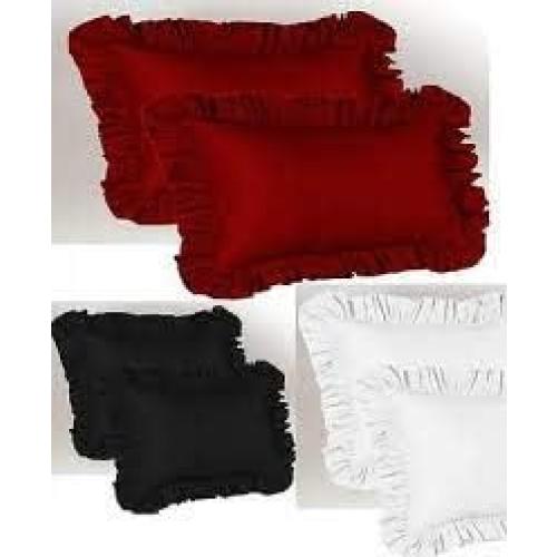 Ruffles Pillow Shams -100% Egyptian Cotton 600 TC (4 Pieces Set) King Size- Burgundy Solid