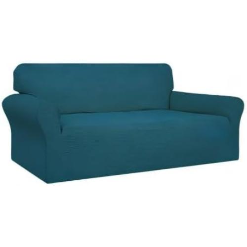Easy-Going 100% Waterproof Couch Cover, Dual Waterproof Sofa Cover, Stretch Jacquard Sofa Slipcover, Leakproof Furniture Protector for Kids, Pets, Dog and Cat(Oversized Sofa, Peacock Blue)