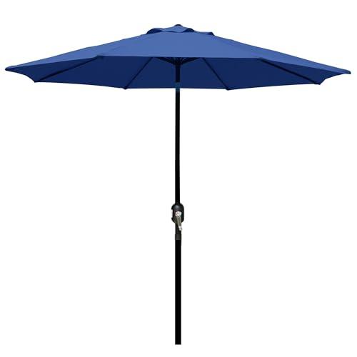 Blissun 9' Outdoor Patio Umbrella, Outdoor Table Umbrella, Yard Umbrella, Market Umbrella with 8 Sturdy Ribs, Push Button Tilt and Crank