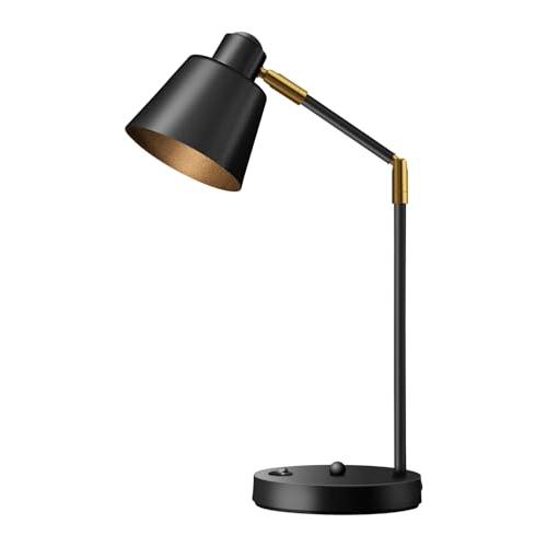 LED Desk Lamp with Dual USB Charging Ports, 100% Metal, 270° Swivel Arms, Soft White Light (3000K), Bedside Reading Lamp, Home Office Lamp (Black)