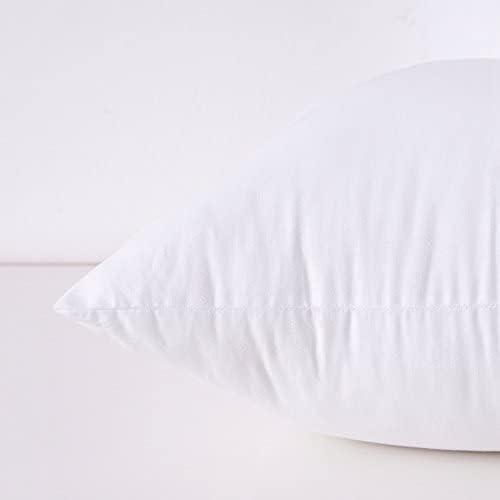 Throw Pillow Inserts, 20x20 Inch Decorative for Sofa, Bed and Chair, Cotton Cover, Set of 2, White