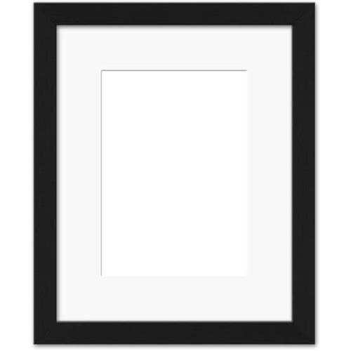 11x14 Picture Frame with Matboard - Holds One 8x10 Image - Modern 3/4 Black Frame with White Matboard