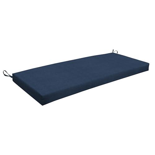 Honeycomb Outdoor Essentials Bench Cushion, 44 x 18, Hampton Texture Navy Seat Pad for Porch Swing and Patio Furniture