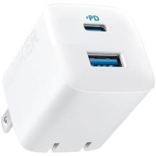 Anker 32W 2-Port Compact USB C Charger with Foldable Plug for iPhone 15/15 Plus/15 Pro/15 Pro Max/14/13, Pixel, Galaxy, iPad/iPad Mini and More (Cable Not Included) - White