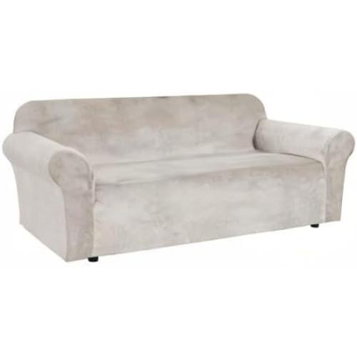 H.VERSAILTEX 1 Peice Stretch Velvet Sofa Covers for 3 Cushion Couch Covers Sofa Slipcovers Furniture Protector Soft, Crafted from Thick Comfy Rich Velour (Sofa 72-90, Oatmeal)