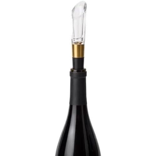 RBT 5-Piece Electric Wine Set with Automatic Corkscrew, Aerator, Foil Cutter, Vacuum Preserver, Charging Base, Black and Gold