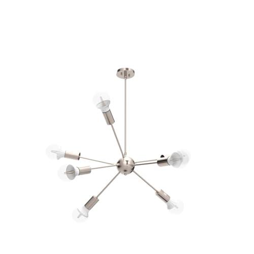 Size 49 x 23.5 Sputnik Chandeliers 8 Light Brushed Nickel Modern Light Fixture Industrial Sputnik Chandelier Lighting for Dining Room Kitchen Living Room Bedroom Foyer