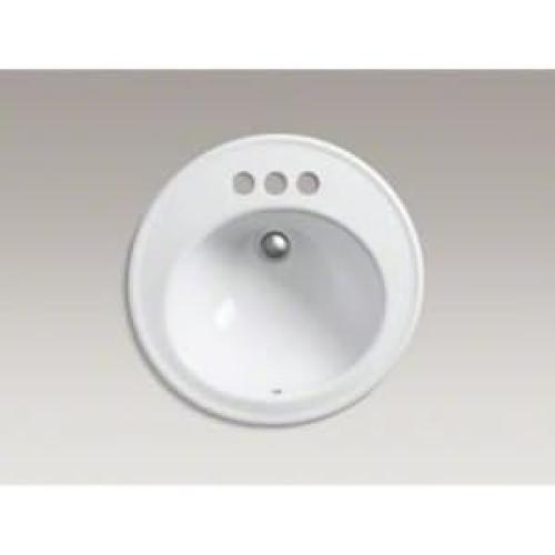 KOHLER K-2202-4-0 Brookline Self-Rimming Bathroom Sink, White, 1.25