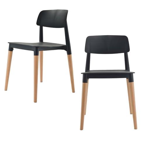 Bel Dining Bistro Cafe Style Modern Minimalist Side Chair Set of 2 (Black)
