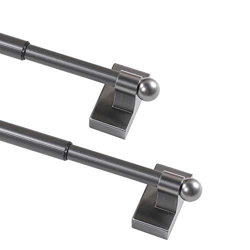 Magnetic Curtain Rods, 1/2 Inch Diameter, 2 Pack, Pewter