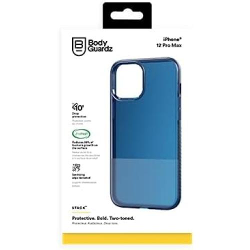 BodyGuardz Stack Case 10 Foot Impact Protection Compatible with The iPhone 12 Pro Max (Two Tone Navy) 2 Pack