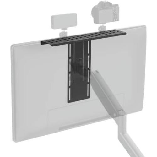 Mount Plus MDS12-2 All-In-One VESA Compatible Monitor Shelf for Device Organizer | Perfect for Online Meetings and Live Streaming Such As Cameras, Microphones, Spotlights, Webcams | Height Adjustable