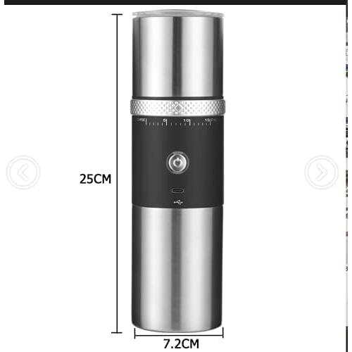 Electric Burr Coffee Grinder,Toycol Portable Cordless Rechargeable Espresso Coffee Bean Grinder,USB Battery Travel Car Coffee Maker with 15 Fine to Coarse Grind Settings for Home Use (Black)