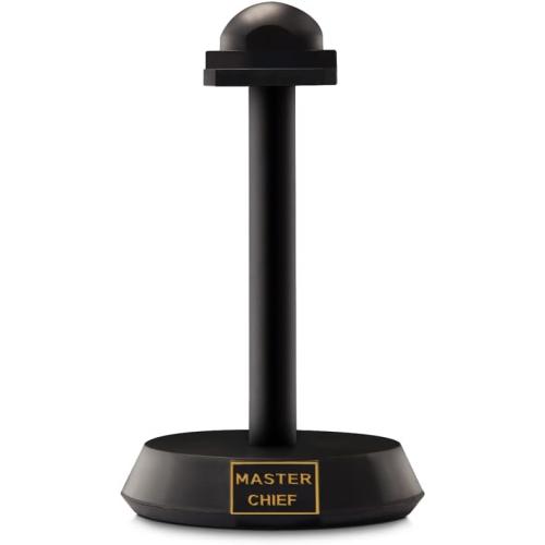 Master Chief Deluxe Helmet with Stand- Helmet with LED Lights on Each Side - Battle Damaged Paint - No SFX - One-Size-Fits-Most