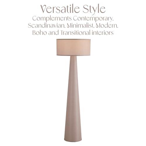 Floor Lamp - Branch and Wick – 59” Tall Standing Linen Lamp with Fabric Shade, LED Bulb Included – Elegant Corner Lamp for Living Room, Bedroom, Office - Taupe
