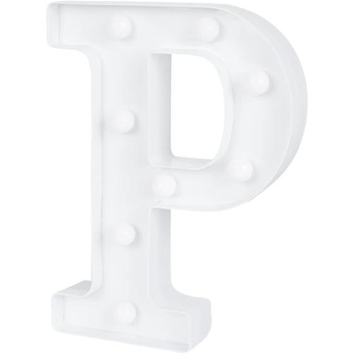 Restaurantware-Illumify 5.8 x 1.2 x 8.7 Inch Light Up Letter, 1 Durable Marquee LED Light - Letter P, Touchproof, White Plastic Party Light, Keyhole Slot, For Parties, Weddings, Or Special Events