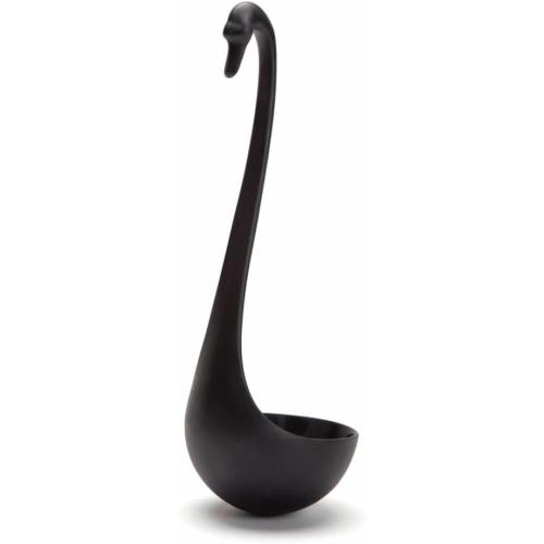 OTOTO Swanky Swan Soup Ladle - Heat Resistant Soup Ladles - Cute Kitchen Accessories, Unique Kitchen Gifts, Fun Cooking Gadgets, Cute gifts (Black)