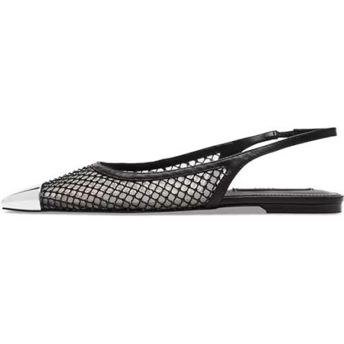 Size 7 Beauty Cry Pointed Toe Slingback Flats for Women Mesh Rhinestone Slip On Ballet Flats.