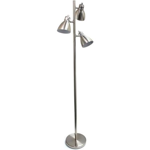 Simple Designs LF2007-BSN Metal 3 Light Tree Floor Lamp, Brushed Nickel