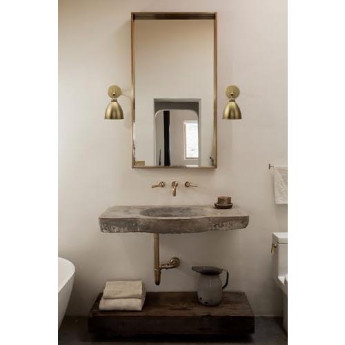 Yosoan Gold Wall Sconce Set of 2, Modern Brass Indoor Light Lights Lighting Fixtures with Metal Shade, Home Decor Wall Mount Swing Arm Lamp for Bedroom Bedside Kitchen Hallway Living