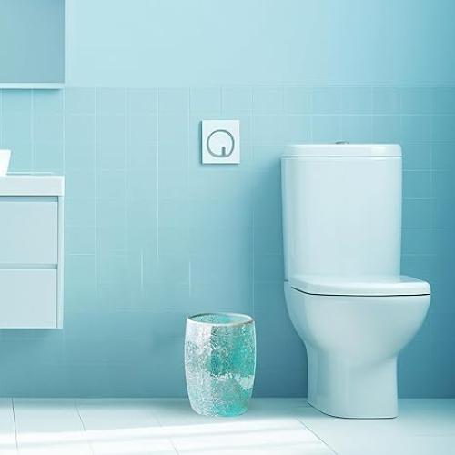 Modern Bathroom Trash Can Mosaic Glass 5L | 7 x 10 | Decorative Small Garbage Can | Luxury Waste Basket for Restroom, Office, Bedroom & Kitchen | Shiny Turquoise Green Bathroom Accessories