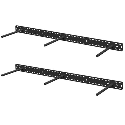 HÜNGSMART Floating Shelf Brackets - - 2 x 38 inch Heavy Duty Steel Hidden Shelves (to 400lbs) - - Multi Slot Baseplate for Easy Fast Fitting - - Incl Hardware & Drilling Jig - - (10 inch Rods)