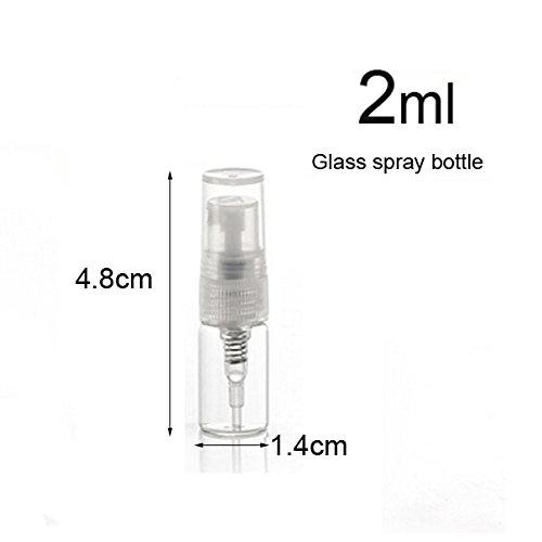 Elfenstall- 20pcs Mini Clear 2ml 5/8 Dram Fine Mist Atomizer Vial Glass bottle Spray Refillable Perfume Empty Sample Bottle With Clean Cloth Free Pipette for Travel Party