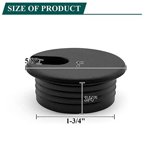 Litoexpe 2 Pcs Black Desk Cord Grommet 1-3/4 Inch