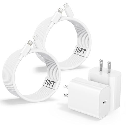 10FT Extra Long Braided iPhone Charger Fast Charging, 2Pack Lightning Cable