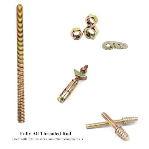 8pcs Color Zinc Fully All Threaded Rod Carbon Steel Long Thread Screw 5/16x5 for Furniture Garden Railing Mounting Assembly Fastening Steel Frame Connection Full Thread Rod for Furniture
