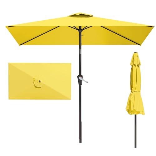 6.5' x 10' Rectangular Patio Umbrellas for Outdoor, Outdoor Table Umbrella, Large Outdoor Patio Umbrellas with 6 Sturdy Ribs for Market, Garden, Pool (Yellow)