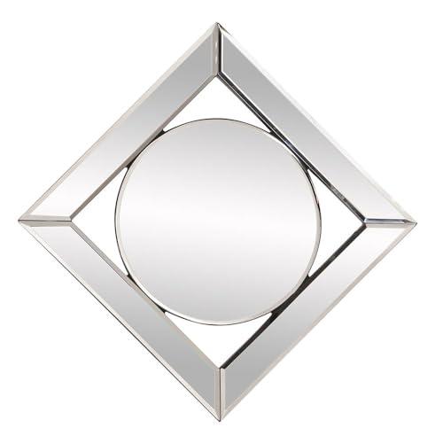 12x12 Howard Elliott Lula Square Hanging Accent Mirrored Frame Wall Mirror, Beautifully Beveled Edge Decorative Modern Design Mirror for Home Decor, Entryway & Bedroom, 12 x 12 Inch, Charcoal Gray