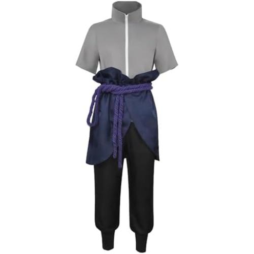 Size Small Color Grey and Black Aroinad Uchiha Sasuke Casual KimonoAnime Cosplay Costume Men Jacket Pant Outfits Halloween Party Suits