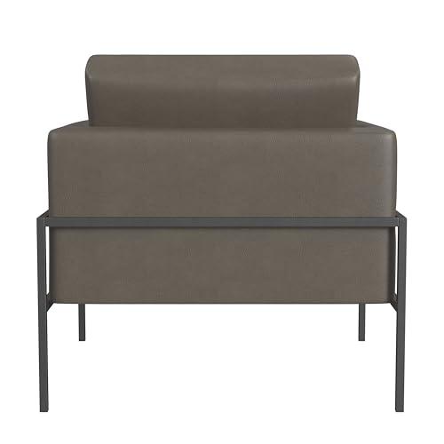 HomePop Modern Metal Frame Accent Chair Home Décor|Accent Chairs for Living Room & Bedroom - Pewter Gray Faux Leather