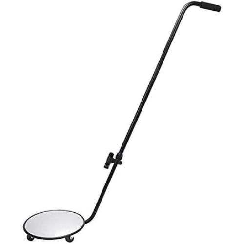 Under Vehicle Inspection Mirror Under Car Mirror - 12-Inch Diameter Security Mirror with Wheels and LED Light