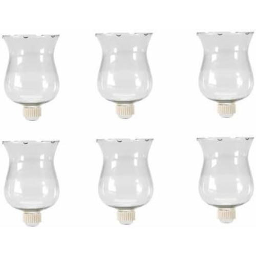 6 Large Clear Glass Votive Candle Holder Cups With Rubber Covered Peg Bottoms