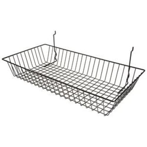 Only Garment Racks #5624B (Pack of 6) Black Wire Baskets for Grid Wall and Slat Wall - Merchandiser Baskets, Black Wire Basket 24 L x 12 D x 4 H (Set of 6) (Pack of 6)