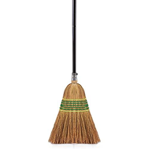 Yocada Heavy-Duty Corn Broom Commercial Indoor Outdoor Broom 59.8 inch Tall | for Courtyard Garage Lobby Mall Market Floor Home Office Leaves Stone Dust Rubbish
