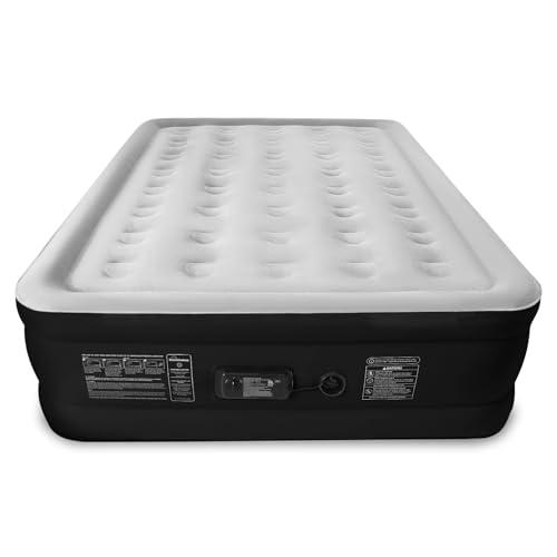 SoundAsleep Dream Series Raised Queen Air Mattress, Built-in Pump, Black | ComfortCoil Technology, fast 1-click inflation, waterproof flocked top and SureGrip bottom create a stable guest bed for two