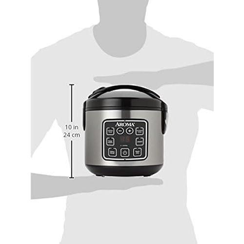 AROMA Digital Rice Cooker, 4-Cup (Uncooked) / 8-Cup (Cooked), Steamer, Grain Cooker, Multicooker, 2 Qt, Stainless Steel Exterior, ARC-914SBD