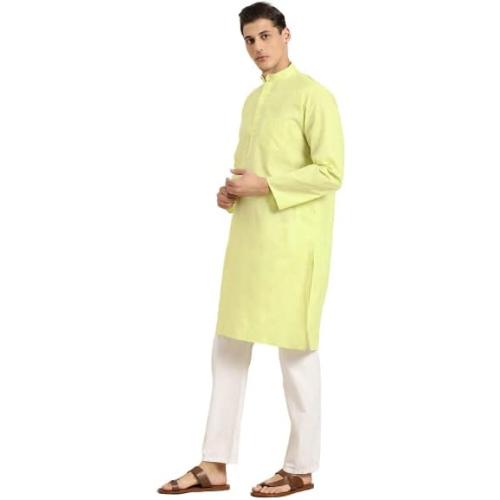 Sojanya Medium (Since 1958 Men'S Cotton Blend Lime Green Solid