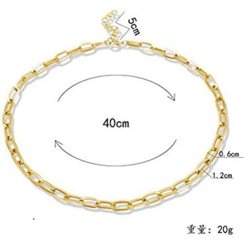 14K Gold Plated Paperclip Alloy Link Chain Choker Necklace Bracelet Earrings Set Punk Oval Dainty Chunky Chain Flat Link Costume Jewelry Set for Women Men Party Gifts Jewelry