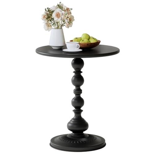 (GOLD) XIV Metal Small Round Side End Table, Vintage Matte Coffee Drink Cocktail Table, Accent Pedestal Table for Living Room Corners and Small Spaces, 21'' Height
