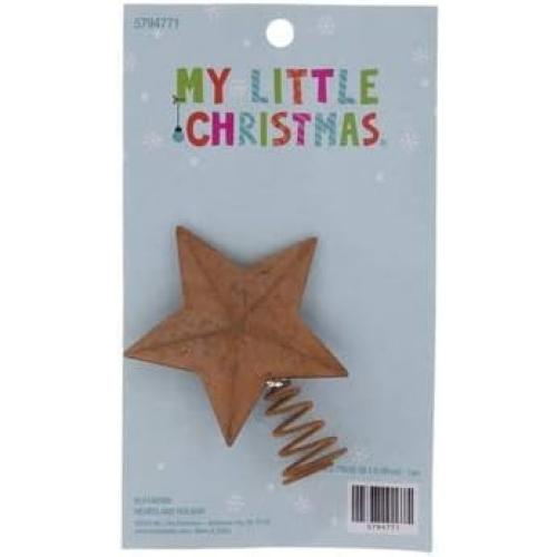 Rust Metal Star Mini Tree Topper - 2.75 Inches, Brown
