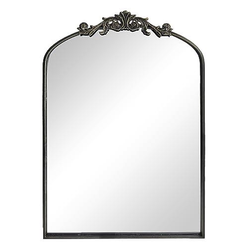 Wall Mirror Window Decorative Traditional Mirrors Antique Arched Farmhouse for Living Room Bedroom Entryway Bathroom Vanity (36 * 24 * 1.2, Black)