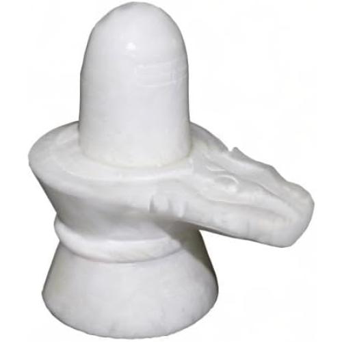 StonKraft Marble Shiva Lingam Shiv Ling Idol Murti Statue Adiyogi (White Lingam)
